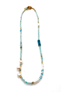 Amazonite and Apatite Short Beaded Necklace -French Flair Collection-