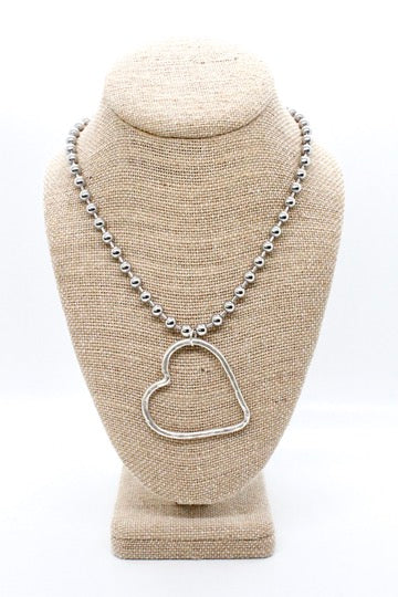 Silver Heart Outline Convertible Silver Chain Necklace