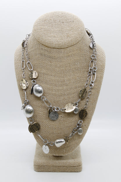 Two Tone Very Long Chain Necklace - N3-045