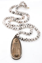 Load image into Gallery viewer, White Lace Agate Large Buddha Necklace -Buddha Collection-
