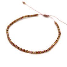 Load image into Gallery viewer, Tiny Faceted Stone and Gold Adjustable Bracelet - B4-031

