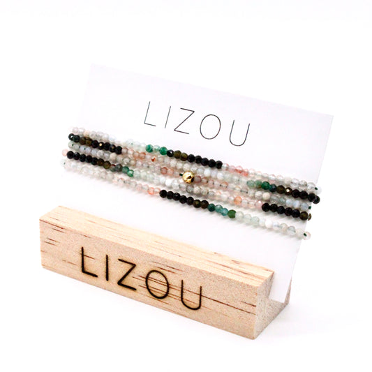 Delicate Faceted Mini Semi Precious Stone Mix Beaded Necklace - N9-014