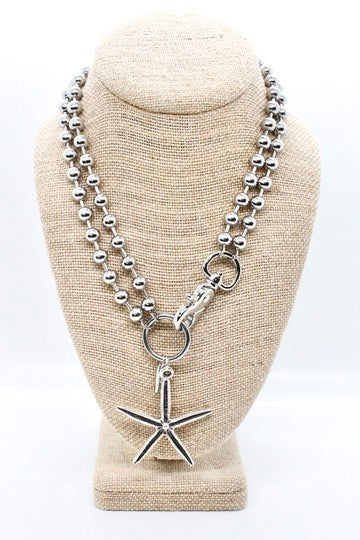 Starfish Pendant Convertible Silver Chain Necklace