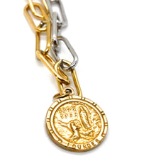 Load image into Gallery viewer, Silver and Gold Chain Bracelet with French Medal Charm -French Medals Collection-
