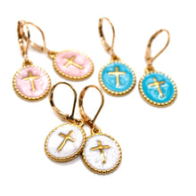 Load image into Gallery viewer, Mini Enamel Cross Earrings - E9-115
