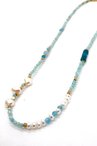 Amazonite and Apatite Short Beaded Necklace -French Flair Collection-