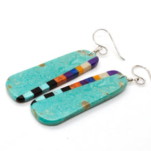 Load image into Gallery viewer, Turquoise Navajo American Indian Mosaic Earrings on Sterling Silver
