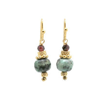 Load image into Gallery viewer, Mini Stone Dangle Earrings - African Turquoise
