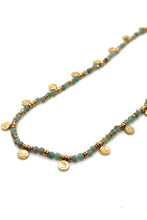 Load image into Gallery viewer, Faceted Amazonite Short Gold Charm Necklace -French Flair Collection-
