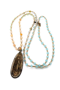 Buddha Necklace 23 - Semi Precious Stone Buddha Charm - One of a Kind -