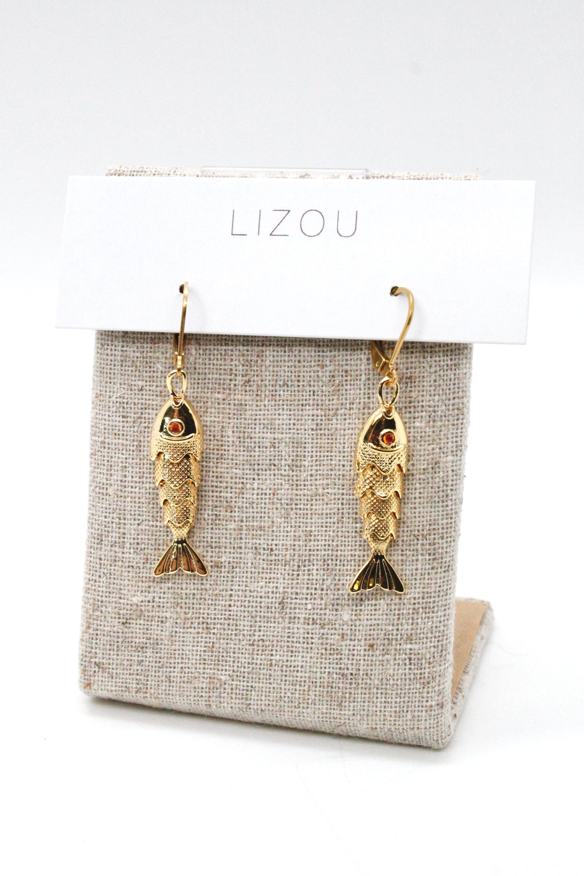 Medium Articulated Gold Fish Earrings - E4-267m