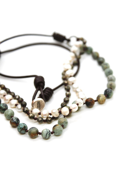 Semi Precious Stone Multi Strand Short Necklace - N4-022