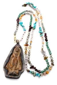 Buddha Necklace 21 - Semi Precious Stone Buddha Charm - One of a Kind -
