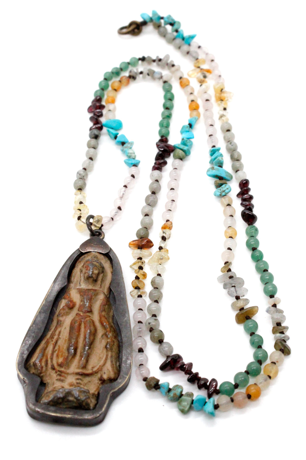Buddha Necklace 21 - Semi Precious Stone Buddha Charm - One of a Kind -