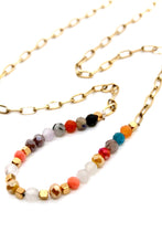 Load image into Gallery viewer, Delicate Semi Precious Stones on Short Gold Necklace -Mini Collection- N3-100
