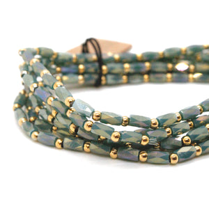 Glass and Gold Stackable Faceted Bracelet -French Flair Collection-