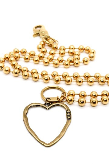 Brass Cutout Heart Convertible Gold Chain Necklace