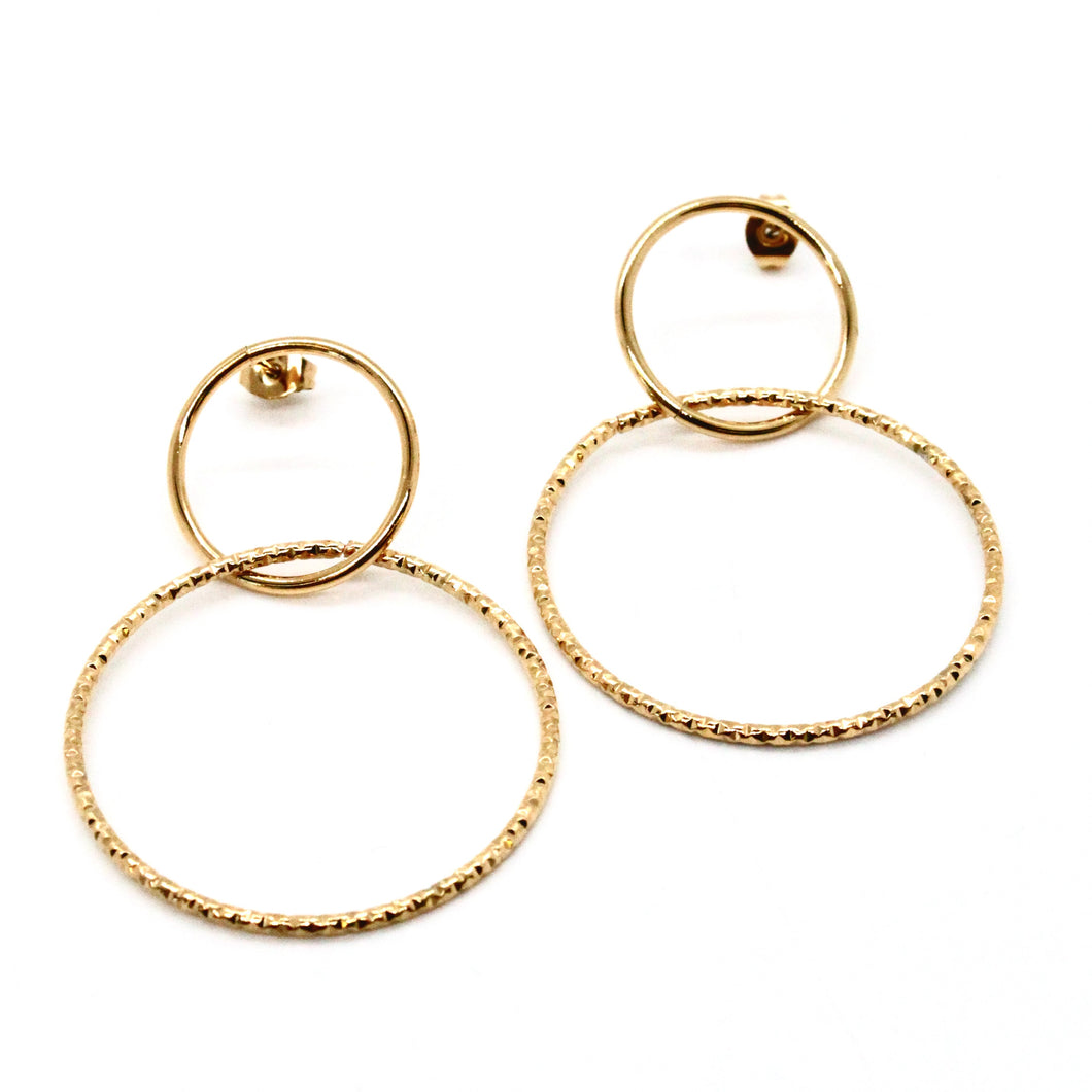 Double Gold Hoop Earrings E4-202 -French Flair Collection-