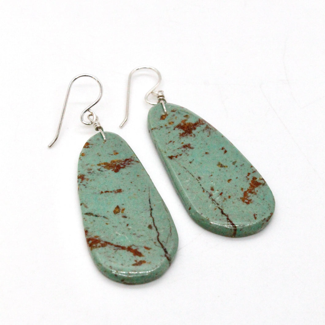 Navajo American Indian Simple Turquoise Stone Earrings