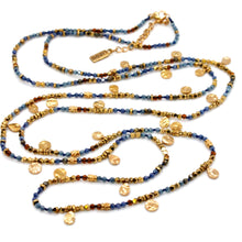 Load image into Gallery viewer, Multi Stone Mix and Mini Gold Coin Wrap Necklace - N2-2617B
