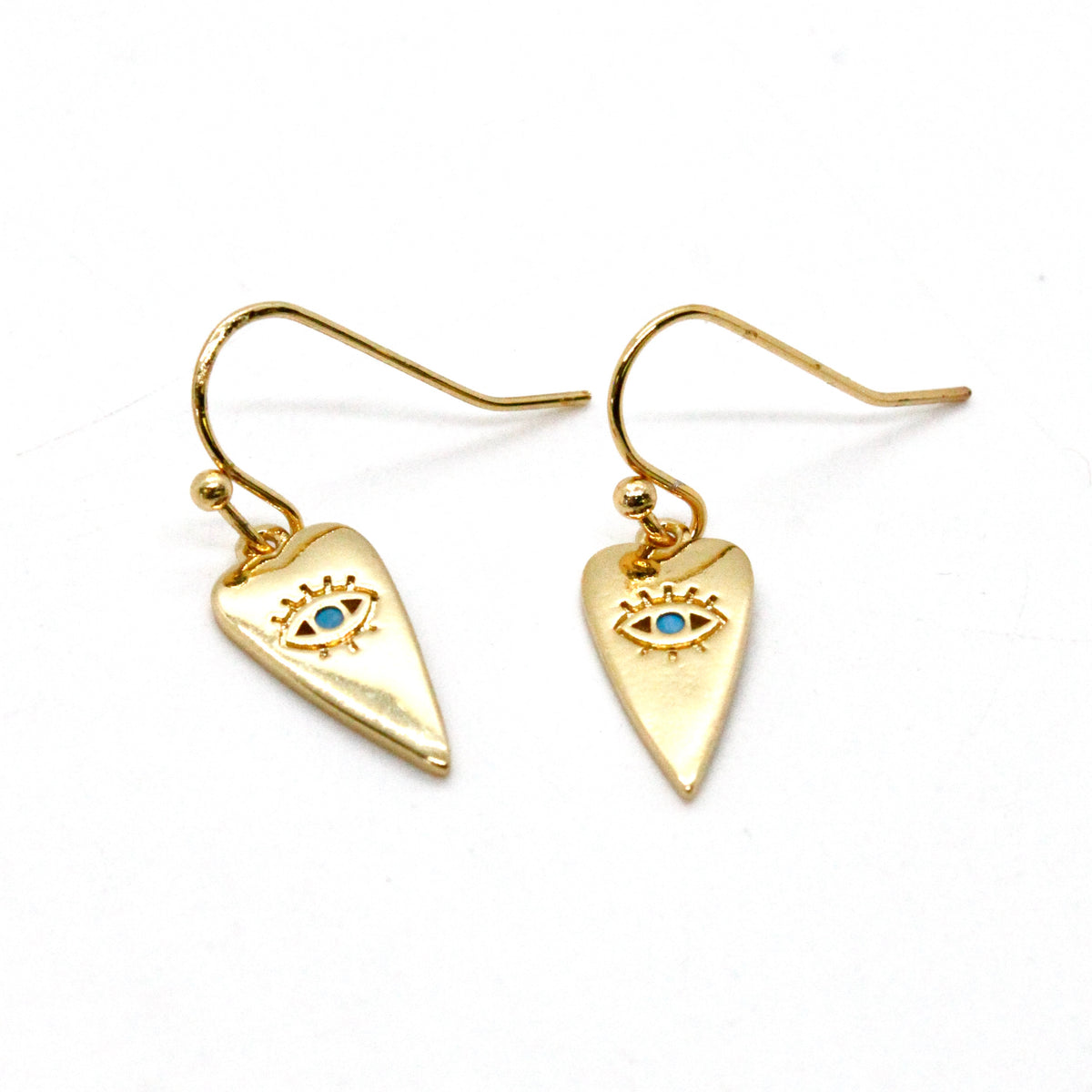 Small Gold Heart Evil Eye Earrings E4-225 -French Flair Collection-
