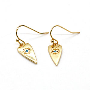 Small Gold Heart Evil Eye Earrings E4-225 -French Flair Collection-