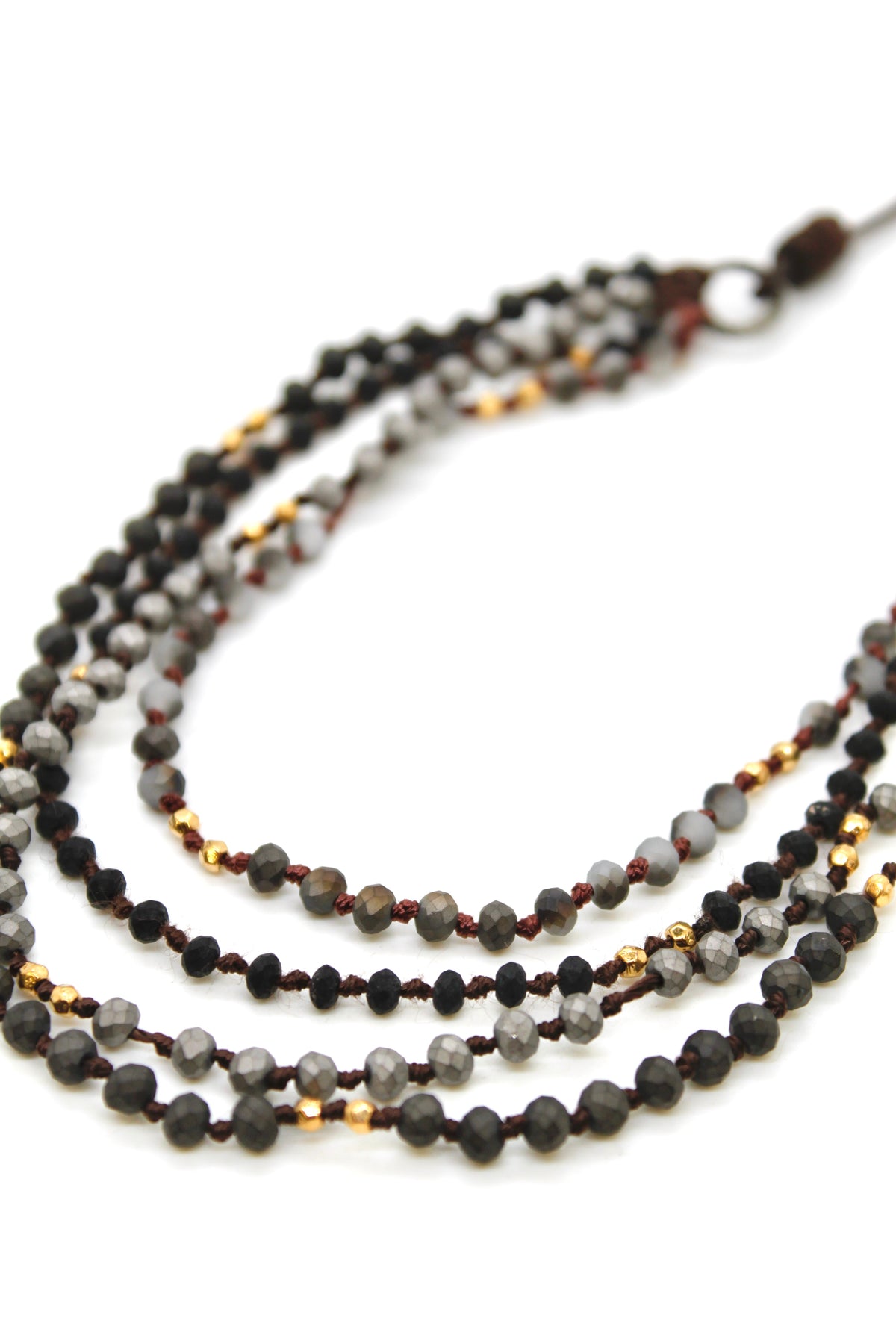 Semi Precious Stone Multi Strand Short Necklace - NLS-057
