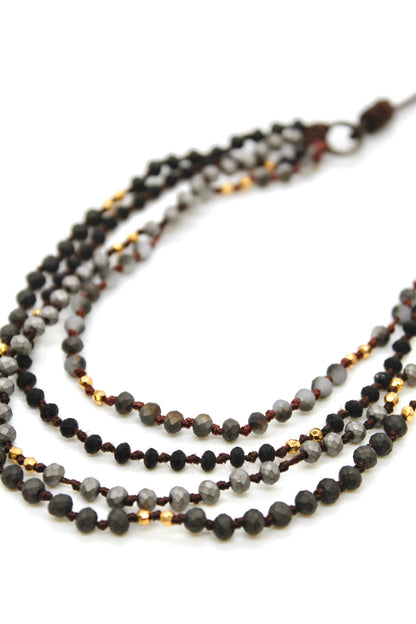 Semi Precious Stone Multi Strand Short Necklace - NLS-057