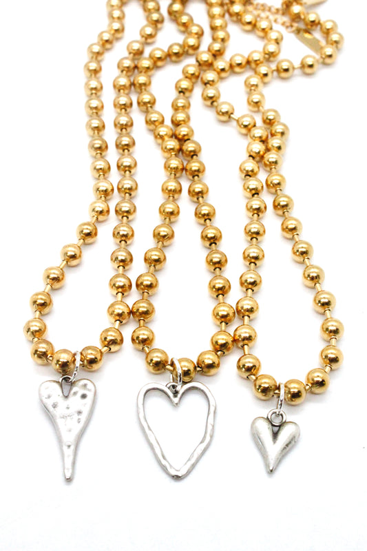 Mini Heart Charm Gold Chain Necklace