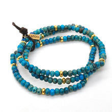 Load image into Gallery viewer, Lake Blue Jasper + Gold Bracelet Bundle
