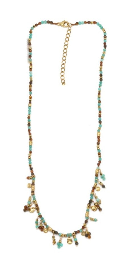 Mini Stone Droplets Faceted Stone Necklace - N2-2642C