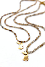 Load image into Gallery viewer, Michigan State Mini Stone Gold Charm Necklace
