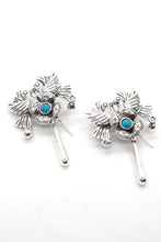 Load image into Gallery viewer, Silver Kissing Bird Turquoise Earrings - E9-088
