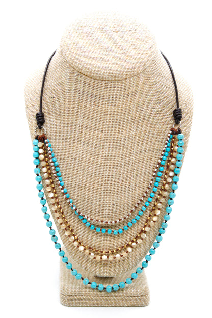 Semi Precious Stone Multi Strand Short Necklace - NLS-Eclipse