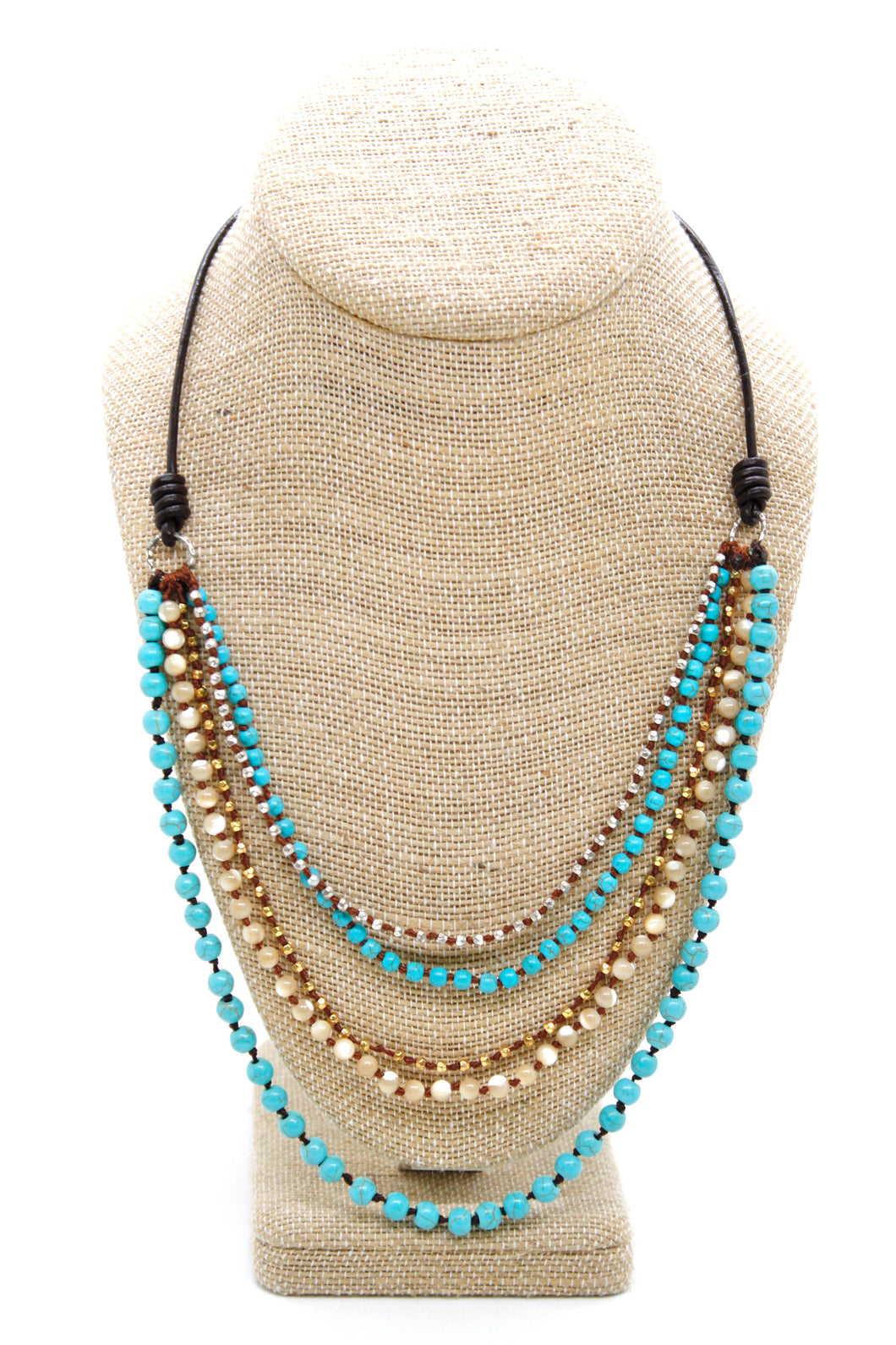 Semi Precious Stone Multi Strand Short Necklace - NLS-Eclipse