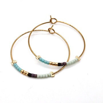 Miyuki Bead Mix Hoop Earrings - E8-038H