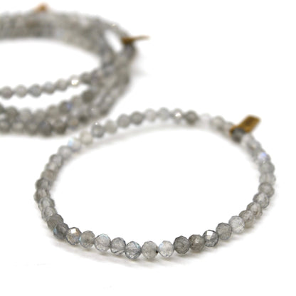Faceted Labradorite 4mm Stretch Bracelet - B7-018