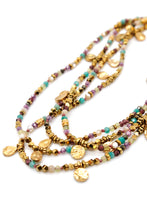 Load image into Gallery viewer, Multi Stone Mix and Mini Gold Coin Wrap Necklace - N2-2617A
