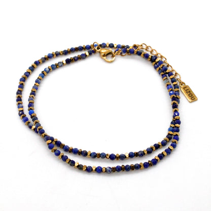 Mini Gold Nugget and Faceted Stone Single Strand Necklace - N2-2618