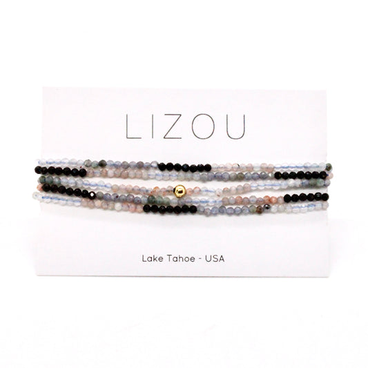 Delicate Faceted Mini Semi Precious Stone Mix Beaded Necklace - N9-015
