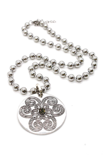 Single Silver Ball Chain Necklace with Disc Charm N2-S065 -The Classics Collection-