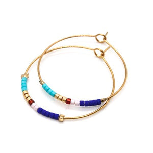 Miyuki Bead Mix Hoop Earrings - E8-038G