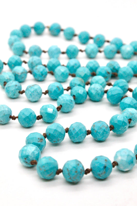 Round Faceted Turquoise Bead Necklace