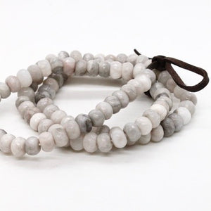 Faceted White Crazy Lace Agate Three Strand Bracelet -BL-WLA