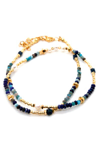 Lapis and Freshwater Pearl Necklace -French Flair Collection-