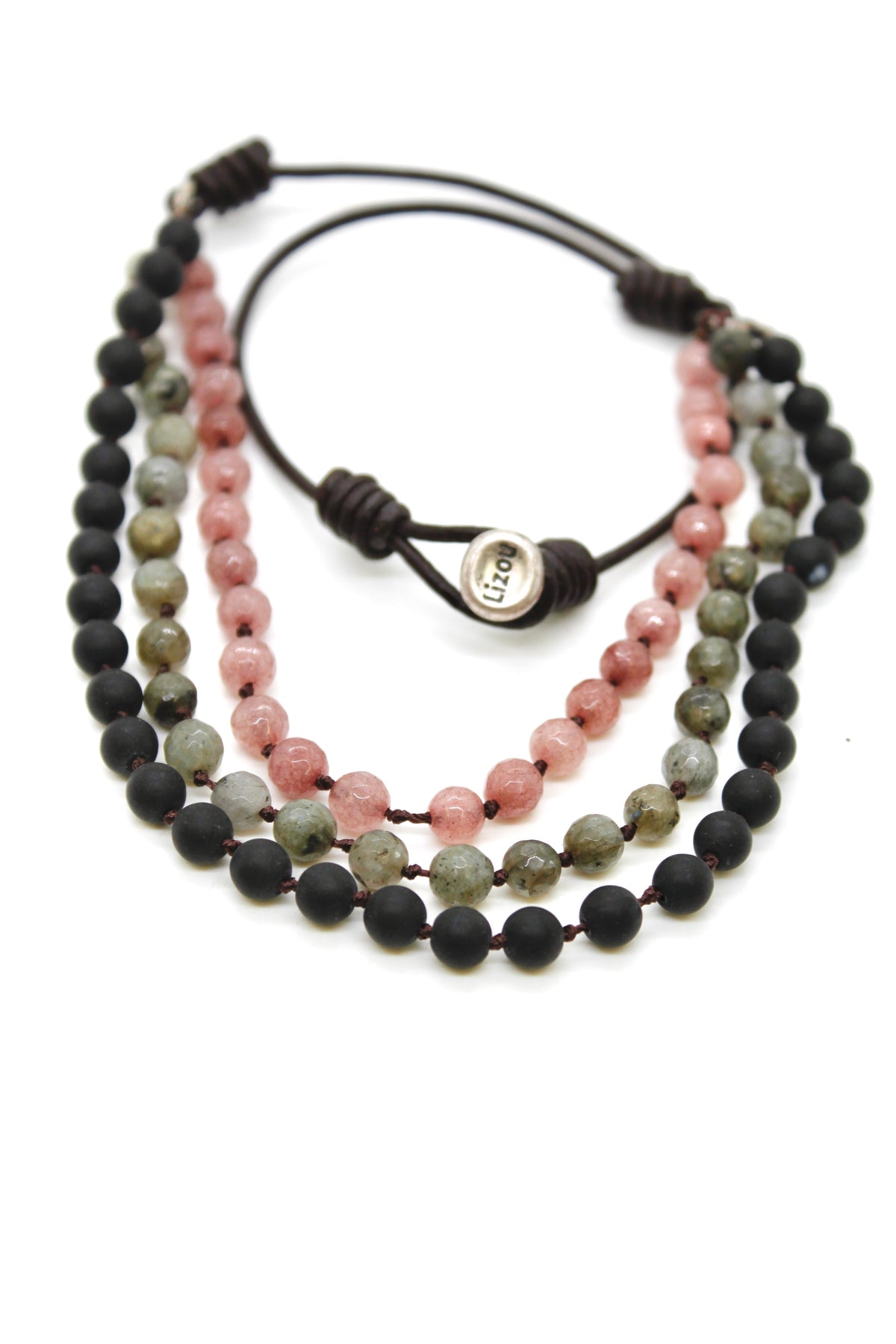 Semi Precious Stone Multi Strand Short Necklace - N4-012