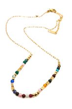 Load image into Gallery viewer, Rainbow Semi Precious Stones on Short Gold Necklace -Mini Collection- N3-104
