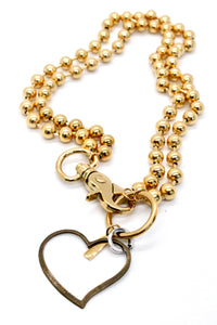 Convertible Short or Long Ball Chain Necklace with Open Heart Charm - N2-475GD