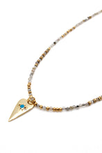 Load image into Gallery viewer, Faceted Labradorite and Evil Eye Heart Necklace - N2-2623
