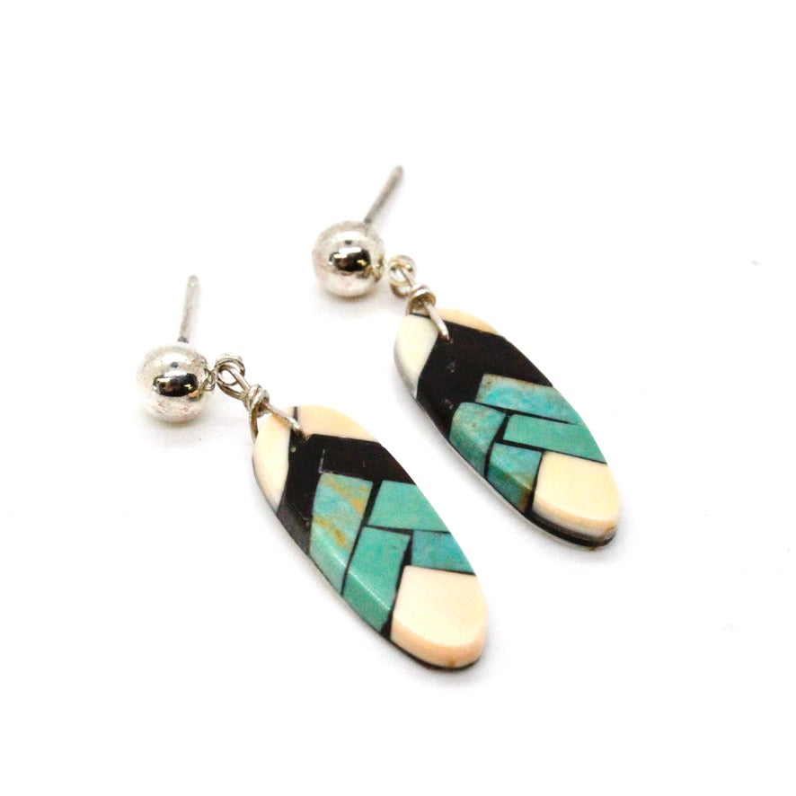 Navajo American Indian Turquoise Feather Earrings